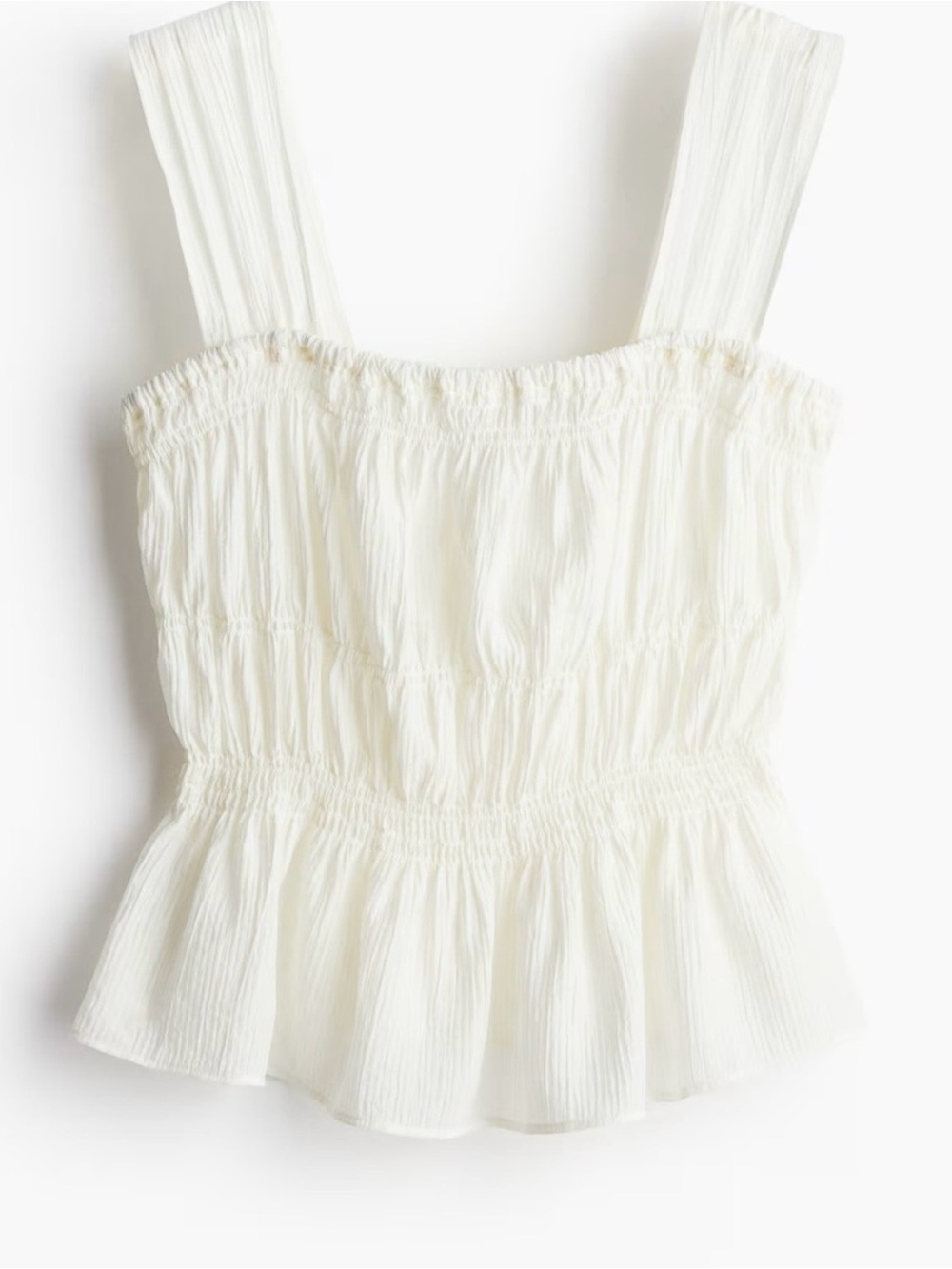 H&M Cream Smocked Square-Neck Peplum Camisole